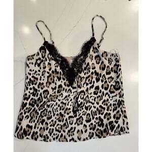 Socialite Leopard Print Lace Trim Cami Top Size XS